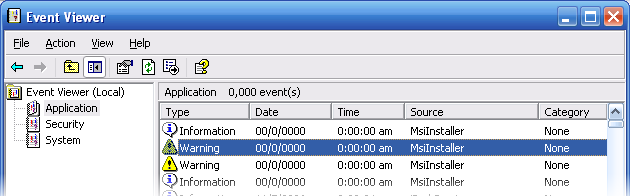 events in Application section