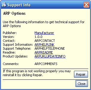 Product's ARP support info